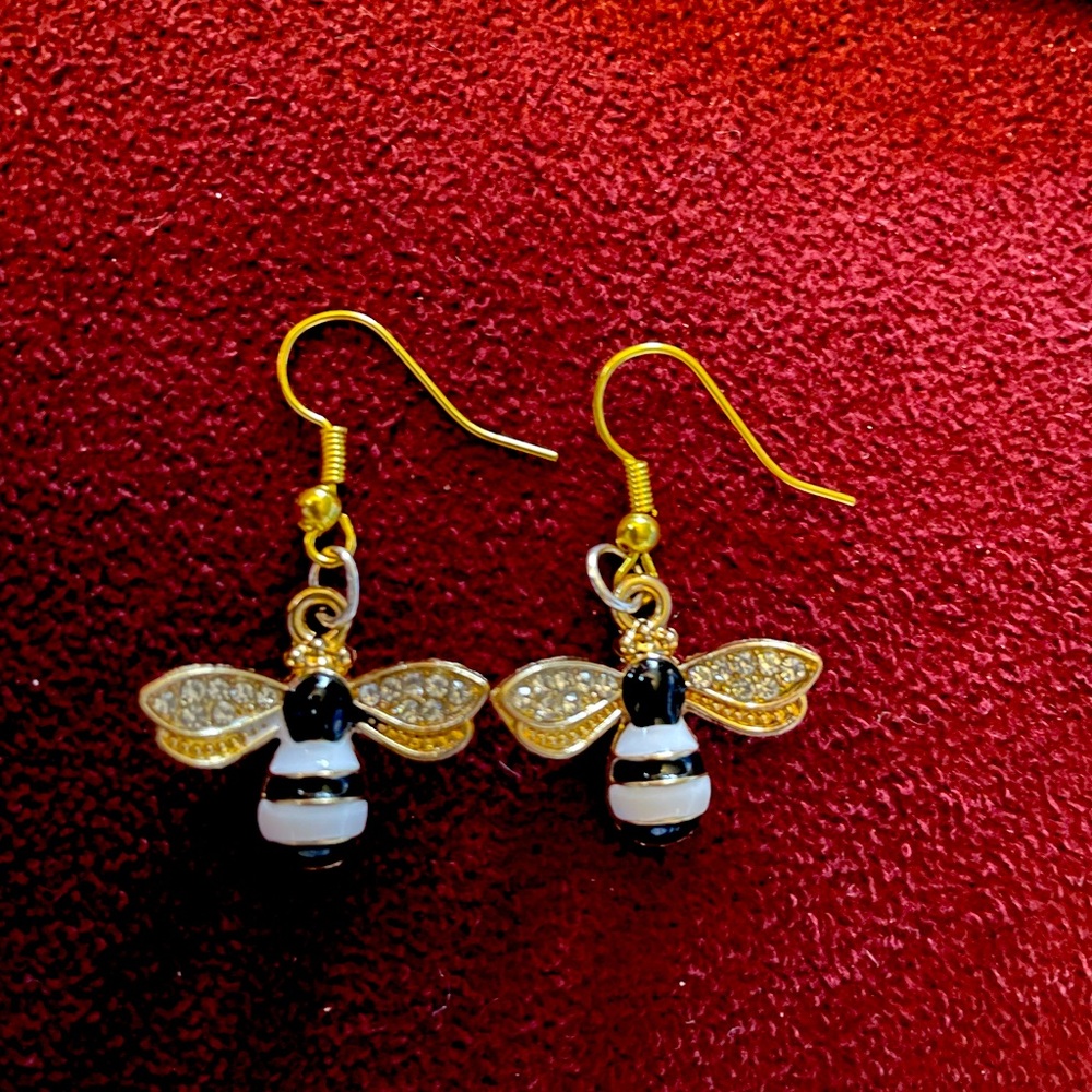 White Bee Earrings